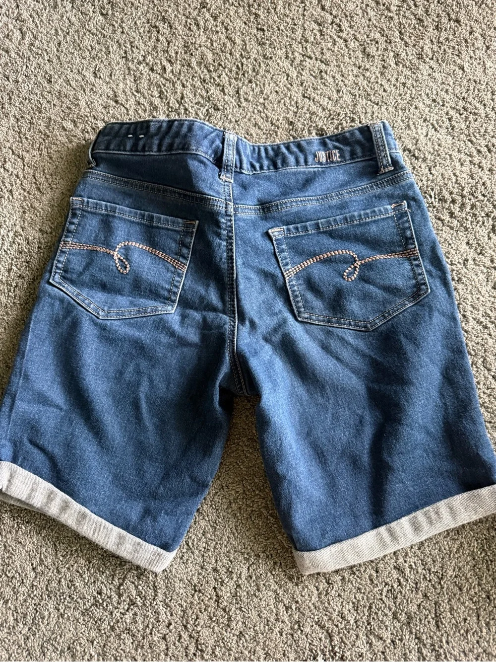 Justice Men's Dark Blue Denim Roll-Cuff Shorts